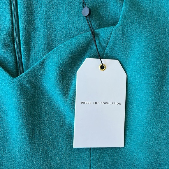 Dress the Population Dress Blue Midi Elle Dress Size Small Sleeveless Sheath - Picture 8 of 14